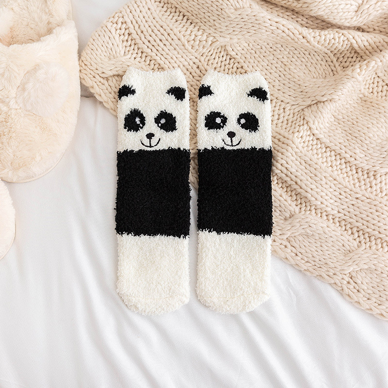 Japanese Autumn Winter Soft Coral Velvet Adorable Animal Socks Thick Warm Socks Home Socks Crew Socks Fluffy Fuzzy Socks